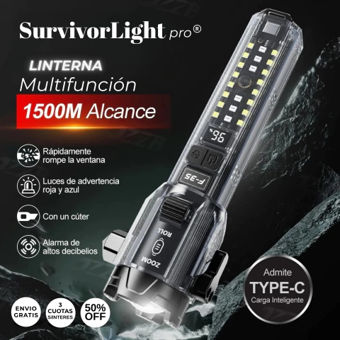 SurvivorLight Pro® Linterna 4en1 Táctica - comprar online