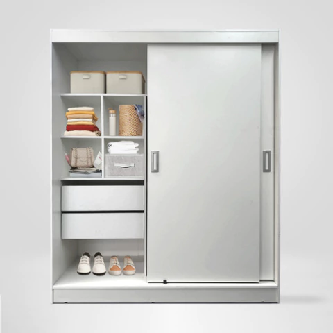 Placard Puertas Corredizas 1.50 Metros 2 Puertas Y Cubos Blanco- 3150