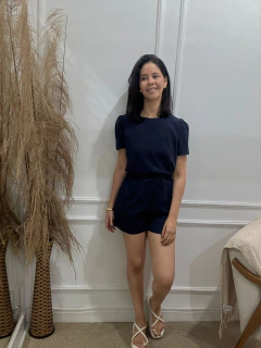 CONJ. BLUSA EM VISCOSE E SHORT COM BOLSO - loja online