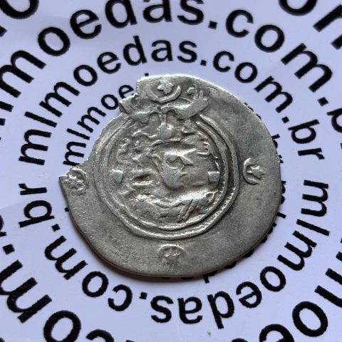 Moeda medieval em prata do Império Sassânida, Khusru II, 591-628 d.C., Dracma - comprar online