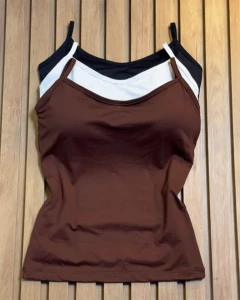 Kit 3 Regatas com Bojo Marrom/Branco/Preto - comprar online