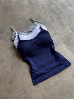 Kit 3 Regata com Bojo Azul Marinho - Branco - Cinza