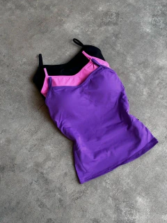 Kit 3 Regata com Bojo Roxo - Rosa Chiclete - Preto