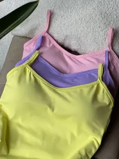 Kit 3 Regata com Bojo Amarelo Manteiga - Lilas - Rosa bb