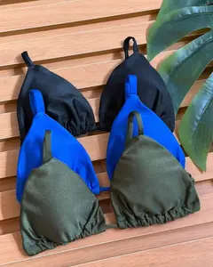 KIT 3 Biquini Cortininha Regulador Preto - Azul Bic - Verde Militar