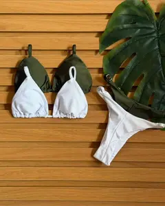 KIT 2 Biquini Cortininha Regulador Verde Militar - Branco