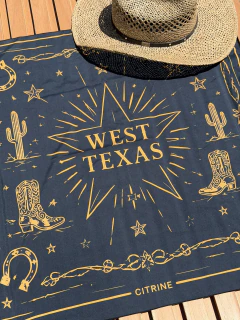 Lenço West Texas Azul com Dourado