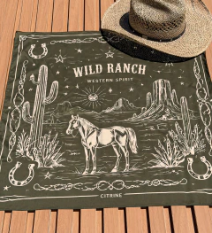 Lenço Wild Ranch Verde Militar com Bege
