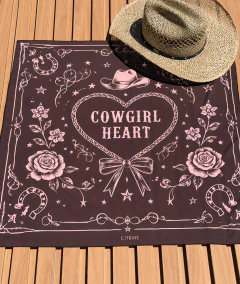 Lenço Cowgirl Marrom com rosa