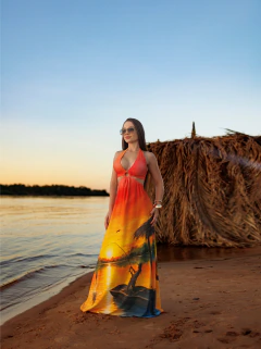 Vestido Argola Em Madeira Por Do Sol