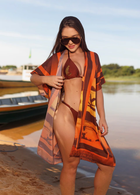 Kimono Moda Praia Por do Sol Araguaia
