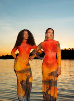 Vestido Tule Estampa Por Sol