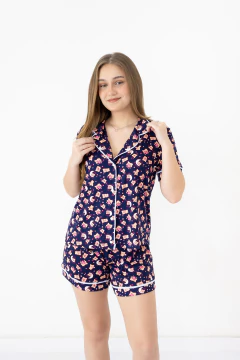 Short Doll Americano Night Urso com Viés Branco na internet