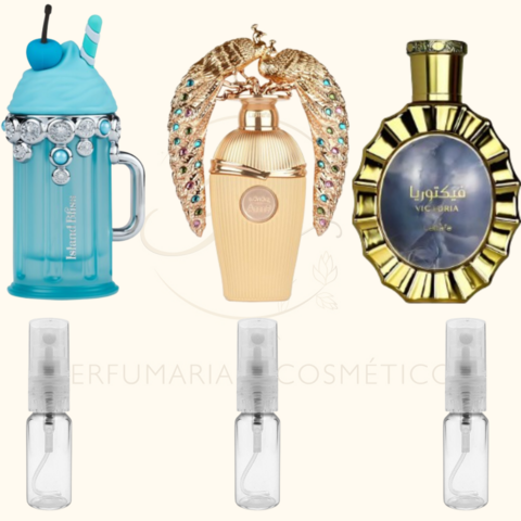 Combo Lançamentos Árabes: Island Bliss + Victoria Lattafa + Afeef 3x5ml Cada