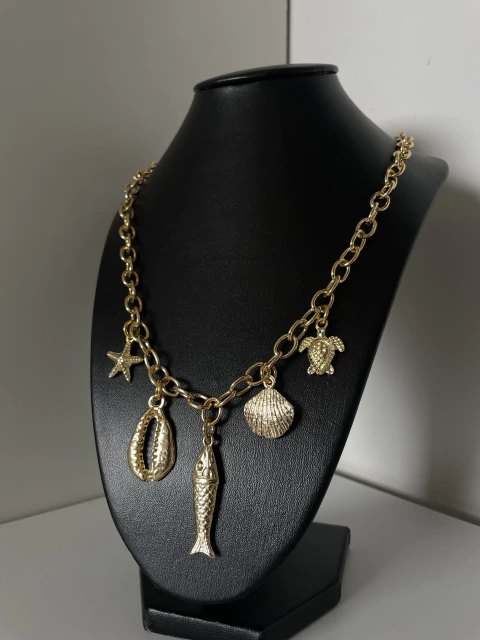 Colar corrente pingentes marinhos