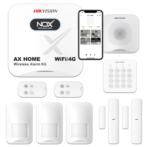 Alarma Hikvision Ax Home Wifi 4g Inalámbrica Sensores Controles + Teclado Y Sirena - comprar online