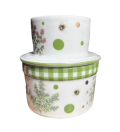 Manteigueira Francesa Estampada em Cerâmica Porcelana Herbal - loja online