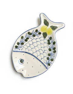 Prato Peixe Médio Fundo Cerâmica Artesanal