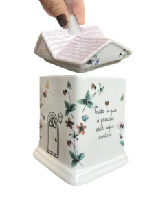 Pote Casinha G Em Porcelana Feito À Mão - loja online