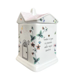 Pote Casinha G Em Porcelana Feito À Mão - comprar online