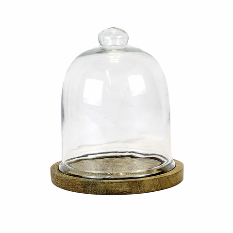 Mini Queijeira de Madeira com Tampa de Vidro