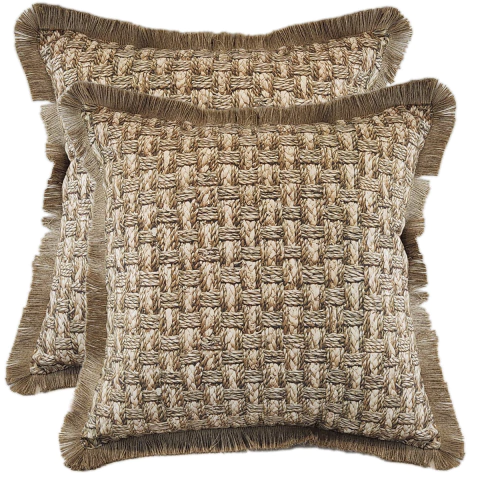 Almofada Decorativa CL Tecido Palha Print com Franja