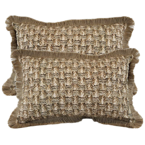 Almofada Decorativa CL Tecido Palha Print com Franja - Rim