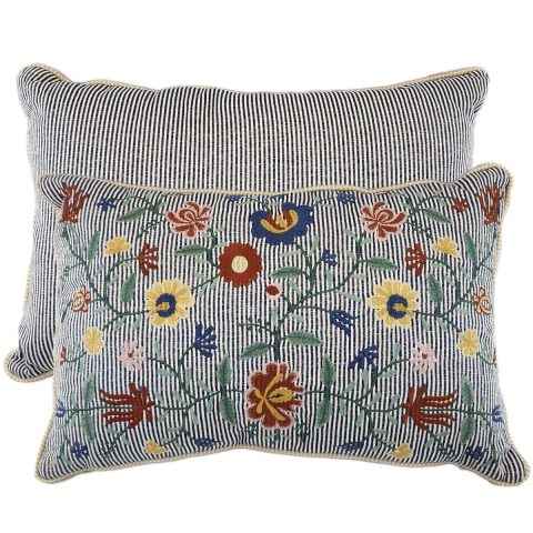 Almofada Decotariva Bordada Lista Marinho - Entreposto