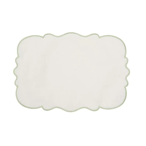 Jogo Americano Entreposto - Off White Bordado em Sálvia - 6 unidades