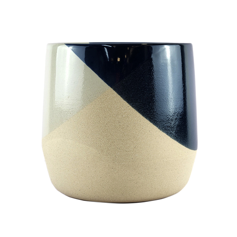 Vaso em Cerâmica Biskra Azul Cinza e Nude