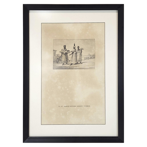 Quadro Decorativo Gravura Antiga Pintada à Mão III