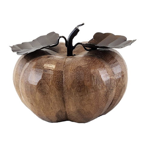 Escultura Abóbora em Madeira e Ferro - Artesanal