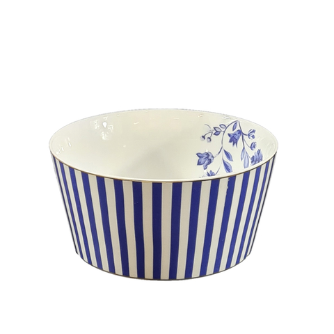Tigela Stripes - Branca com Listras Azuis