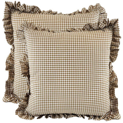 Almofada Decorativa CL Xadrez Camel com Babado