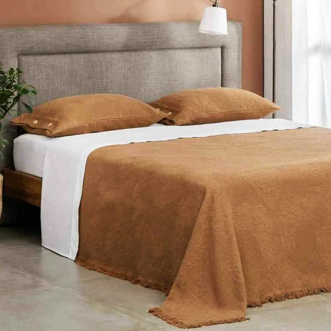 Kit Colcha Queen e Porta Travesseiros Buddemeyer Medalhão 100% Puro Algodão Jacquard 2,35 x 2,50