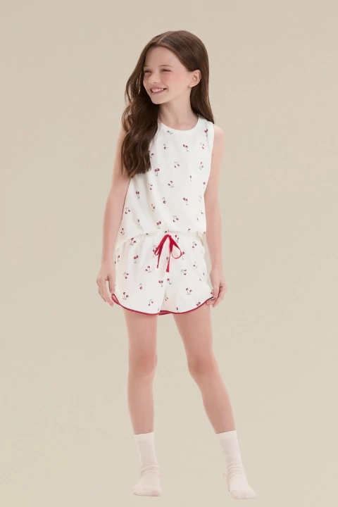 Cherry Pijama Curto Feminino Infantil Algodão - comprar online