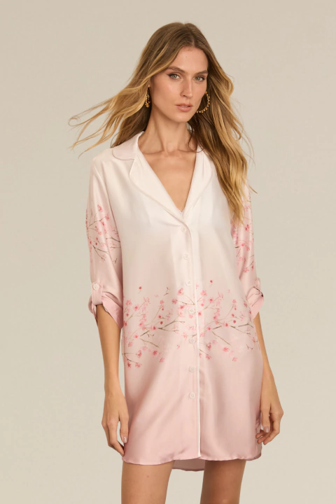 Flor de Cerejeira Camisola Curta Chemise Cetim Mist - comprar online
