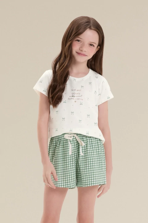 Mistletoe Pijama Curto Feminino Infantil Algodão - comprar online