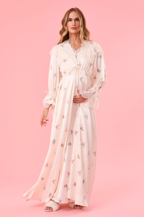 Flowery Robe Longo Botões Cetim - comprar online