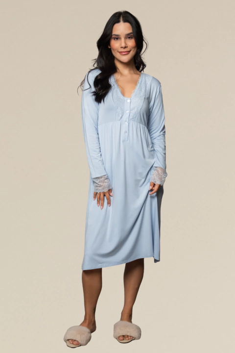 Elegance Camisola Midi Manga Longa Maternidade Malha Mist - loja online