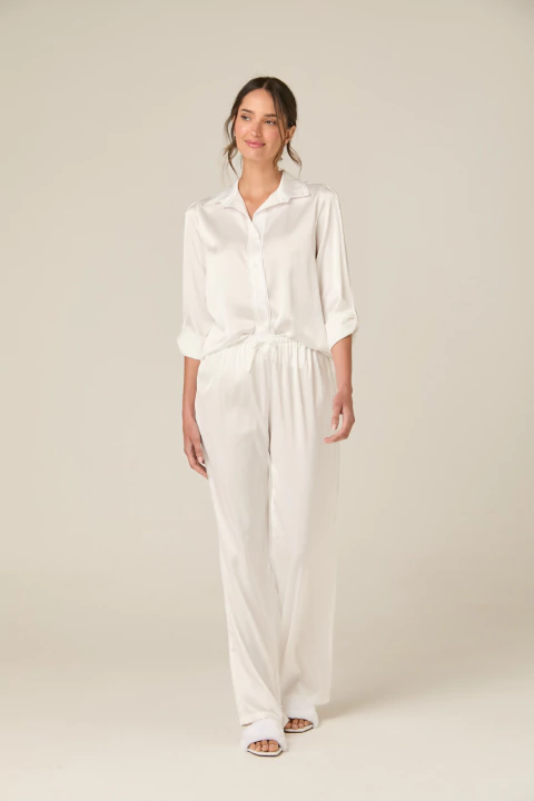 Essence Pijama Longo Manga Longa Americano Cetim Mist - comprar online