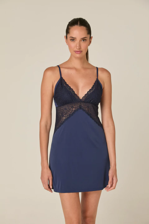 Deep Blue Camisola Curta Alça Malha Fria - comprar online