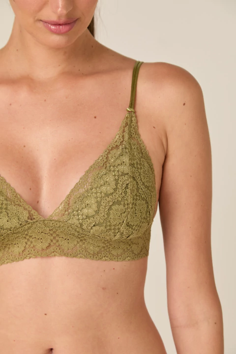 Lace Mist Sutiã Top Triângulo Sem Aro Com Bojo Removível Renda - comprar online