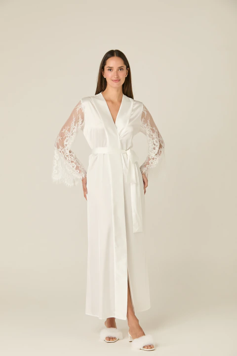 Robe Longo Manga Longa Cetim Mariee