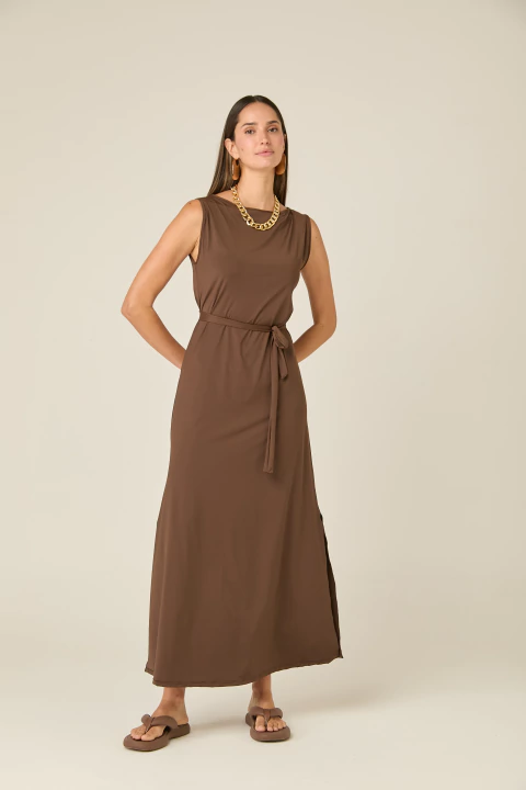 Flow Vestido Longo Básico Gola Canoa Fluity Mist - comprar online