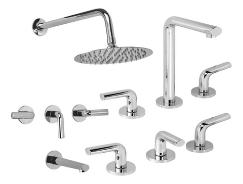 Grifería Lavatorio Bidet Ducha Peirano Live Cromo Juego Baño