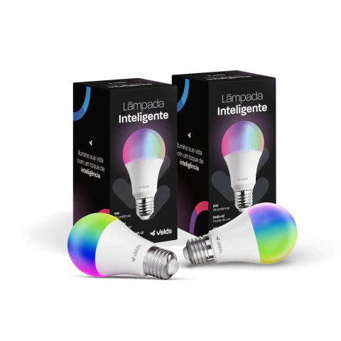 Kit 2 Lâmpadas Inteligente Wi-Fi Velds, RGB 9W, Controle por App e Voz, Bivolt