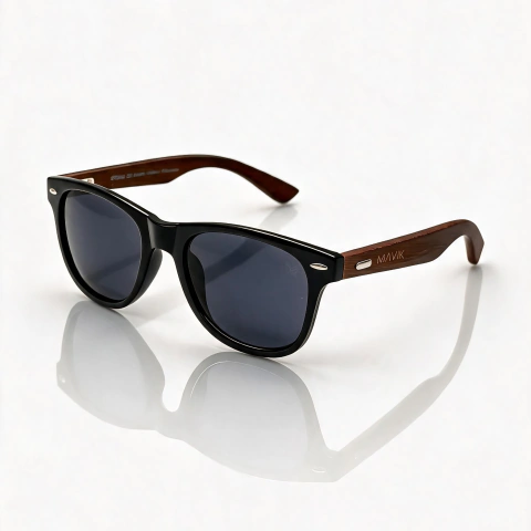 Óculos de Sol Polarizado Quadrado Bali 2.0 - Preto /Marrom - Bambu