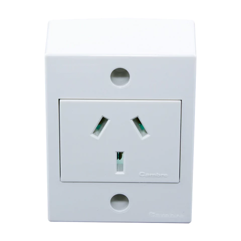 Caja de superficie +´1 toma 20a armada completa blanco (CAMBRE)