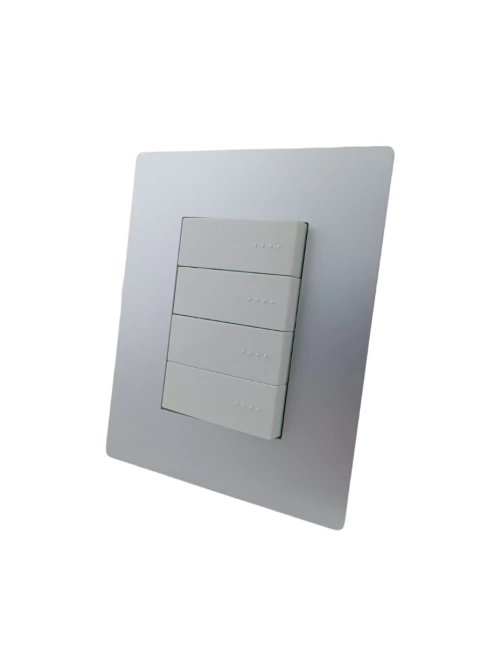 LLAVE ARMADA 4 TECLAS SIMPLES BLANCO BAUHAUS + TAPA ARTE PLATINIUM (CAMBRE)